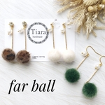 «貼るピアス/イヤリング/ピアス»ファーボール ゴールドスティック パール