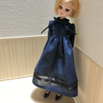 リカちゃん　衿付きロングワンピース　ネイビー