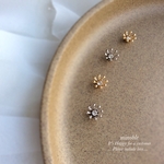 new▷ mini flower×elegant stoneピアス/ノンホールイヤリング＊受注製作＊