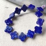 ラピスラズリAAA-　フラワーモチーフ１２×１２×３mm