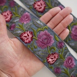 インド刺繍テープ　グレー