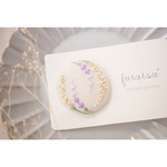 ミモザとラベンダー * の刺繍（b）（ポニーフック or ブローチ or ヘアゴム）ナチュラル ⚛︎