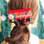 ビビッドカラーのお花バレッタ レッド