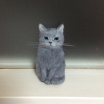 羊毛フェルト ミニねこブローチ ロシアンブルー