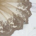 片山チュール刺繍レース 1m 花 モカ・茶系 (LFLA72BRSJKY)