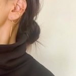 ゴールドイヤーカフ×チェーンピアス 