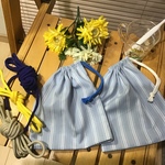 ⭐️本日のお買い得⭐️マチ付21×18×6❤️上品なストライプコップ袋⭐️お揃いのランチョンマットオーダーできます⭐️男の子