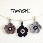【受注製作】アクリルたわし 北欧風 花 モノトーン