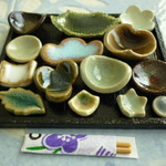 ミニチュア陶器☆会席膳　織部六角長皿