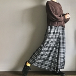 ■スカートに見えるワイドパンツ■起毛チェック