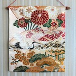 帯の掛け軸★鶴★タペストリー／壁掛け／飾り／帯リメイク／kakejiku／tapestry／obi