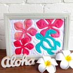 ハワイアンキルト≪Honu&Plumeria🌺≫フレーム入り  