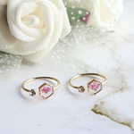 ❁赤花そばの標本リングmini -Clear Pink- (sizefree)