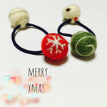merry Christmas 羊毛フェルトのヘアゴム