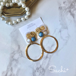 blue button hoop pierce/earring