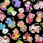USAコットン*ロラライハリス*Calico Cats toss黒