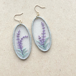 オーガンジー刺繍　アメジストセージのピアス/イヤリング