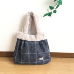ラフトートバッグ＊ウールチェック＊グレー 北欧 