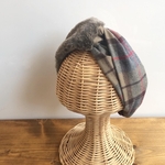 百貨店モデル　あったか起毛チェック×ふんわりファー　ヘアバンド
