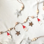 star &santa🎅クリスマスガーランド　ガーランド　クリスマスオーナメント　ウッドガーランド