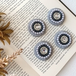 【再販×173】★1番人気のまんまるいパール刺繍イヤリング2（グレー）