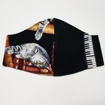 【本棚で遊ぶ猫】ハンドメイド 立体マスク フィルターポケットつき