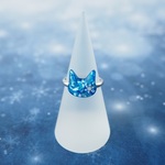 雪の結晶を閉じ込めた猫のリング
