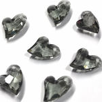 ♡♡新色♡♡【11mm×9mm 14個】ピアスに♥キラキラカットのハートビーズ  グレー