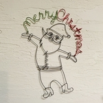 ワイヤーアート クリスマス サンタクロース大きめ Merry Christmasワイヤークラフト