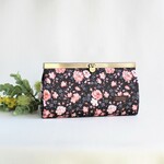 直線口金 長財布　リバティ Felicite ｺｺｱﾌﾞﾗｳﾝ（仕切りポケット付き）