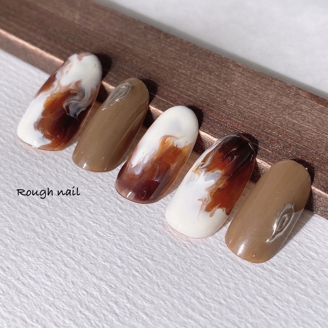 ネイルチップニュアンスカフェラテくまちゃん962専用 ネイルチップニュアンスカフェラテくまちゃん962 - メルカリ