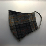 ハンドメイド　立体　マスク　ウール　チェック　グレー