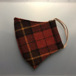 秋冬マスク　立体　ハンドメイド　ウール　チェック　