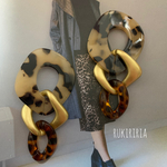 RUKIRIRIA #499 レオパードチェーンピアス  大ぶりピアス 大ぶりイヤリング  ヒョウ柄　