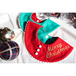 クリスマススタイ　Merrychristmas 刺繍入り♡クリスマスカラー　リバーシブルスタイ