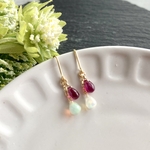 オパール＆ルビー・ピアス　天然石