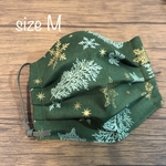 ［424］冬クリスマスプリーツマスクM グリーン　ふわふわガーゼ裏地