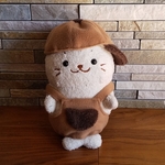 しろたん19cm　モコモコのオーバーオールと帽子のセット