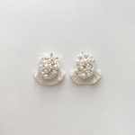 パールビーズフリンジ ピアス イヤリング "white"