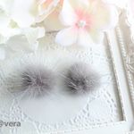 【４個セット】 ミンクファー半円型　グレー