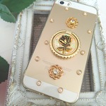 iPhoneケース　Android　スマホケース　スマホリング 付き　金古美薔薇