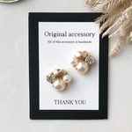  «貼るピアス/シールピアス»ゴールドハート ミニビジュー ホワイト