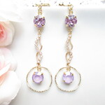 【新作】Purple gradation〜冬の訪れ〜【イヤリング】ゆらゆら揺れる  ロング　スワロフスキー  　冬　ネジバネ式イヤリング/ロングイヤリング