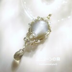 チョコレートムーンストーン&雫ペンダント（ワイヤージュエリー☆ワイヤーアクセサリー☆ワイヤーラッピング天然石ネックレス）