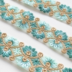 インド刺繍リボンᢂ インド刺繍/インドリボン/刺繍リボン/刺繍/リボン/シルクリボン/シルク/トリム/ブレード/ジャガード/ジャガードリボン/チロリアンテープ/レース/チュール/インド/チュールレース