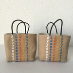 小物入れにもなるギフトバッグ2点セット＜5色〇刺し子〇丸模様刺しゅう＞縦ライン