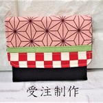 【親目線の工夫いっぱい♪】移動ポケット【麻の葉柄ピンク】Dカン付＊　