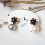 「daisyとパール 【monotone】」ピアス