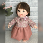 スモーキーピンクの長袖ワンピース（コーデュロイ）ぽぽちゃん　服　