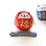 濃い赤のぱんだるま(大) 羊毛フェルト